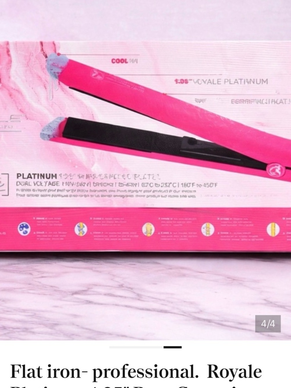 Flat iron- professional.  Royale Platinum 1.25" Pure Ceramic Plate - hot pink